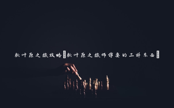 秋叶原之旅攻略(秋叶原之旅师傅要的三样东西)