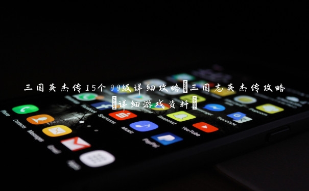 三国英杰传15个99级详细攻略(三国志英杰传攻略+详细游戏资料)