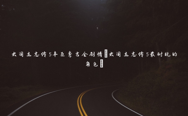 太阁立志传5丰臣秀吉全剧情(太阁立志传5最耐玩的角色)