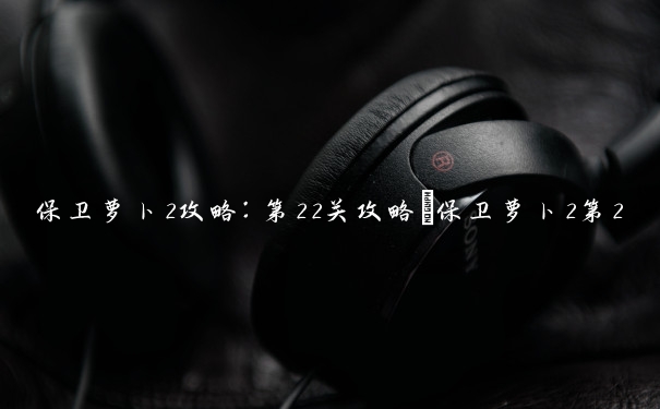 保卫萝卜2攻略：第22关攻略_保卫萝卜2第22关攻略